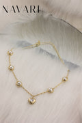 Luxury Stainless Steel Necklace 'Heart with Pearls'