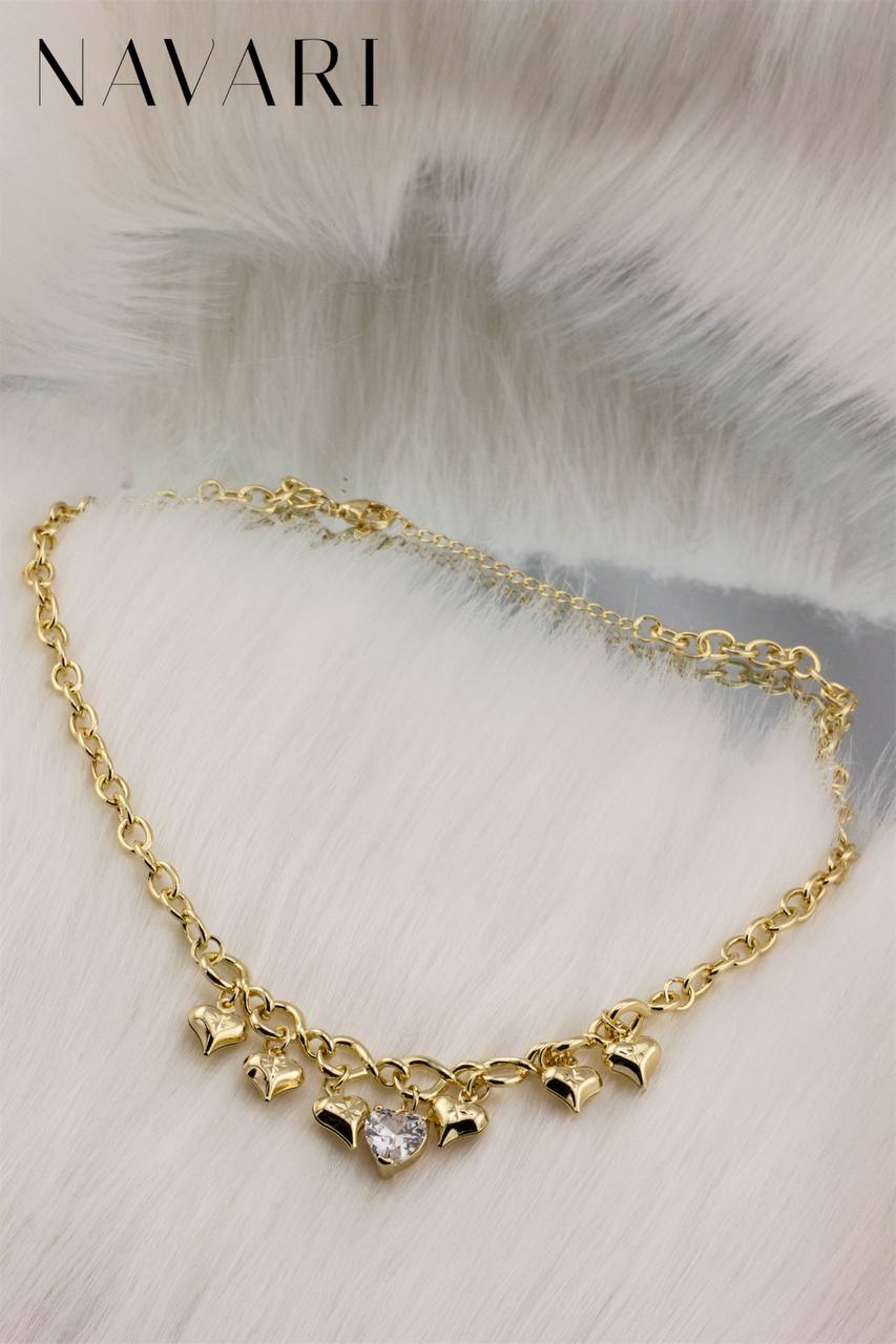 Stainless Steel Necklace 'Heart with Zircon