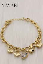 "Zircon Heart" Stainless Steel Bracelet