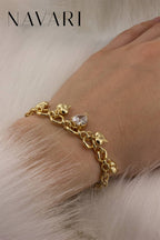 "Zircon Heart" Stainless Steel Bracelet