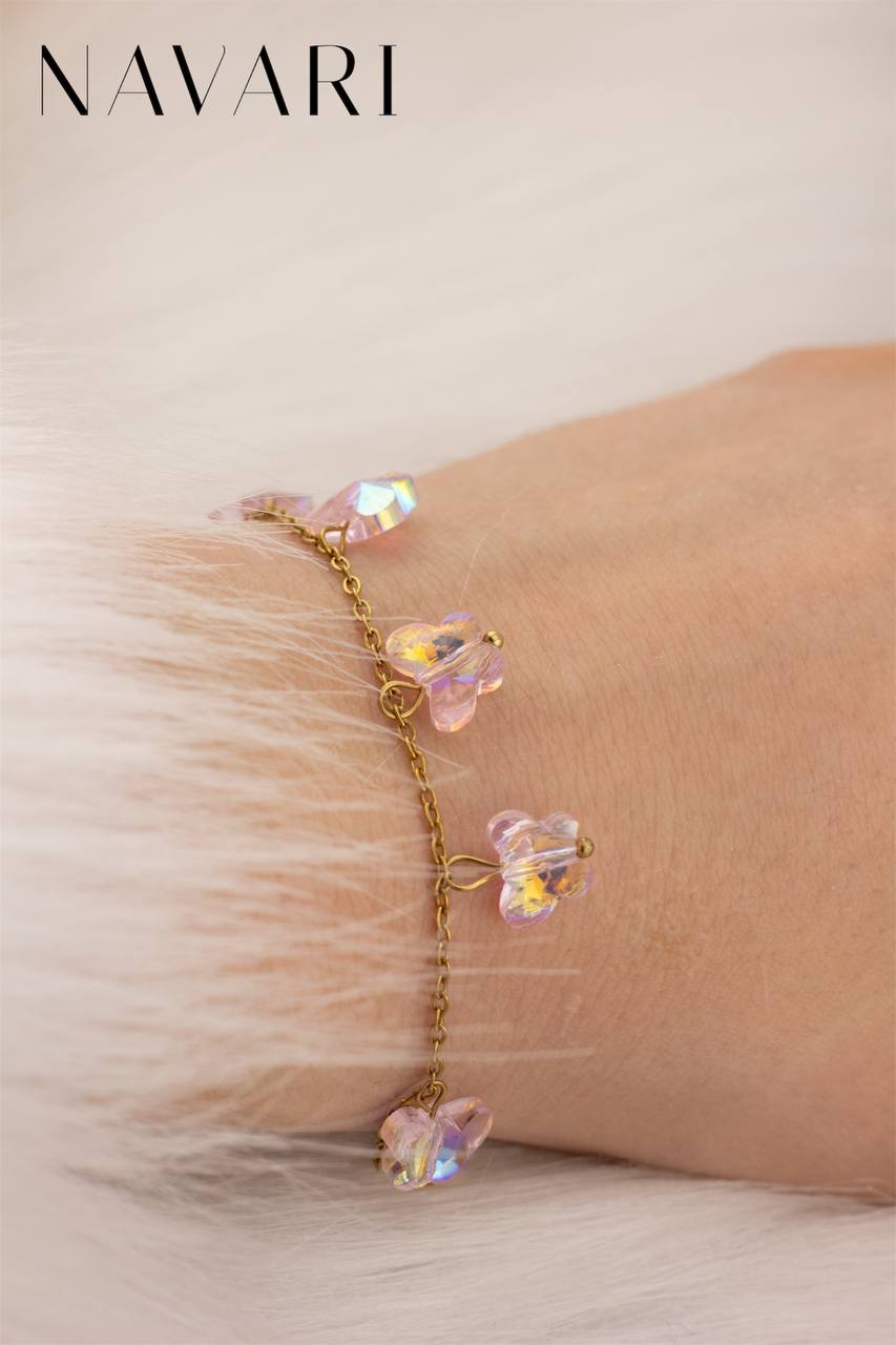 "Rainbow Butterflies" Stainless Steel Bracelet