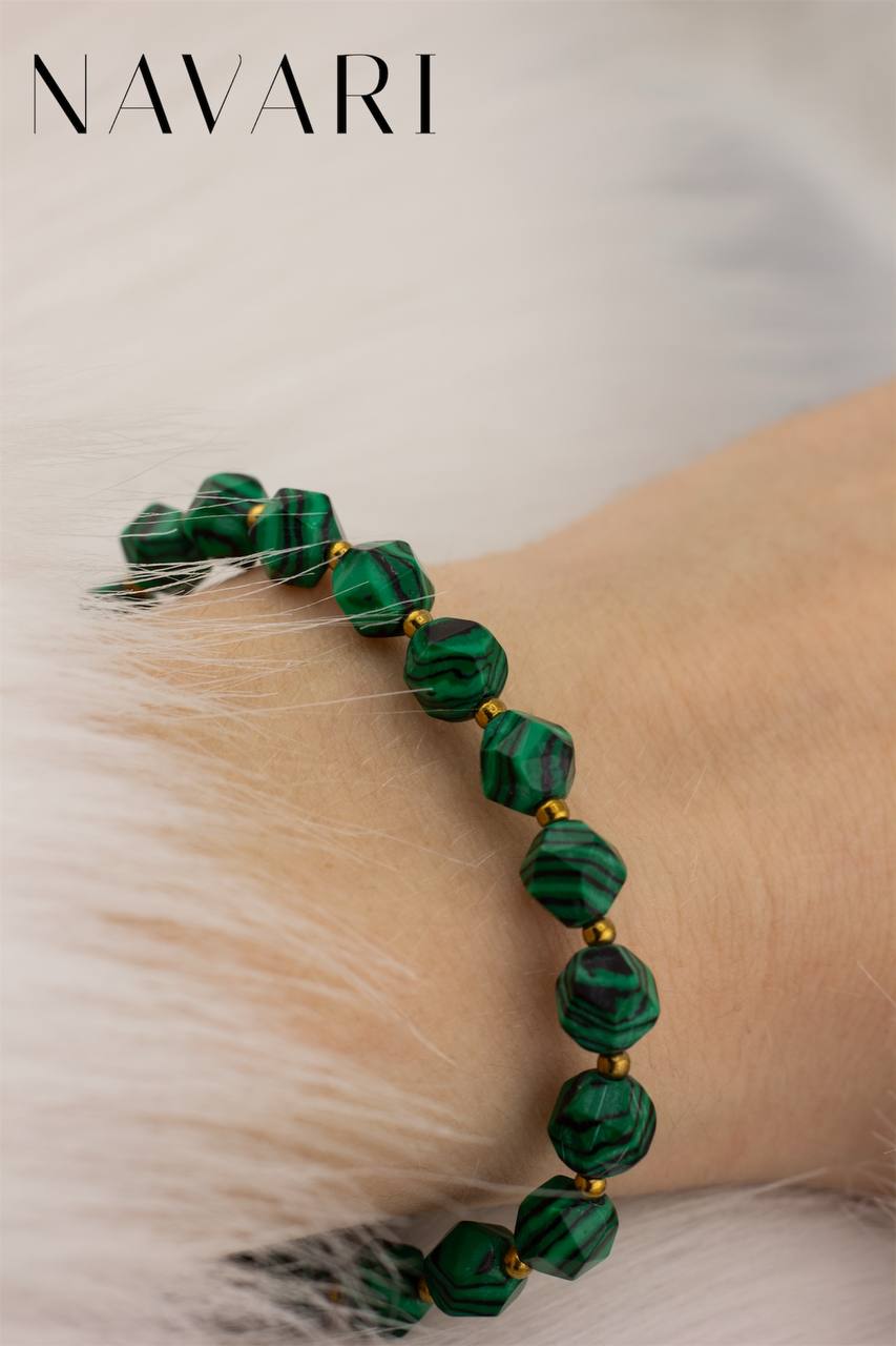 "Green Balance" 8mm Malachite & Hematite Bracelet
