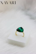 Stainless Steel Ring 'Emerald Glow'