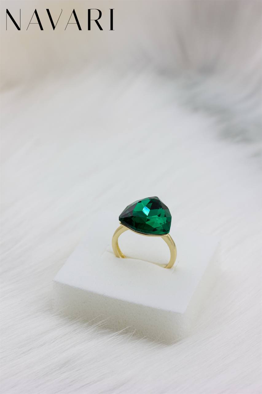 Stainless Steel Ring 'Emerald Glow'