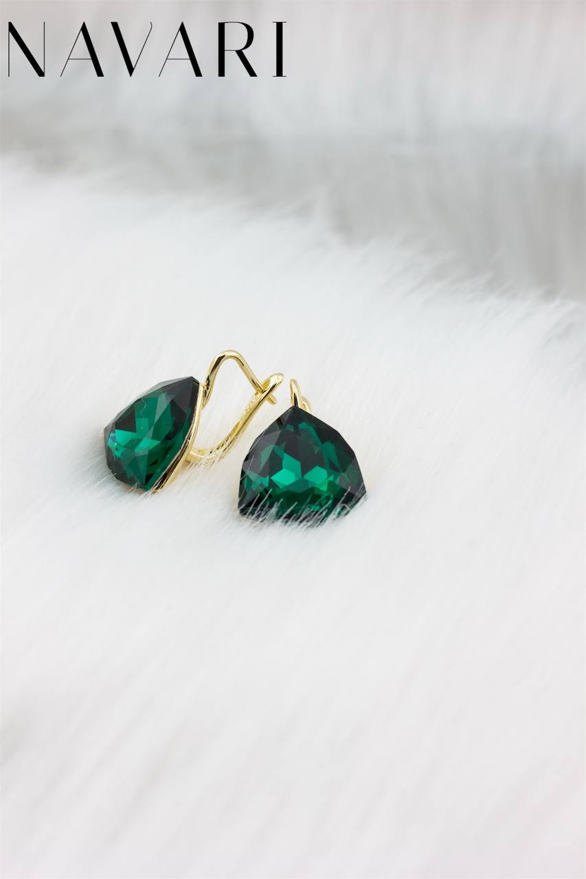 "Emerald Ray" Stainless Steel Earrings