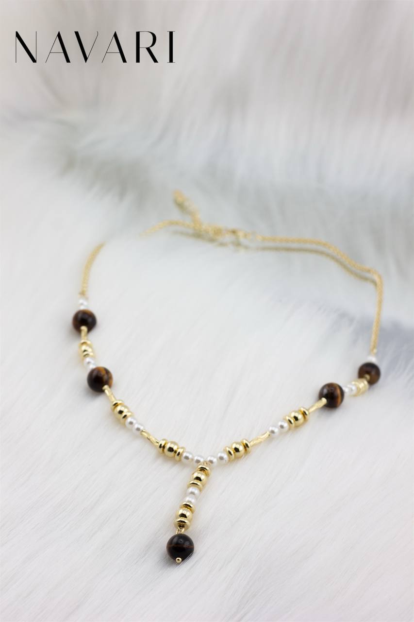 "Tiger's Eye" Stainless Steel Necklace