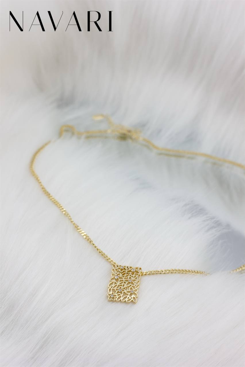 Stainless Steel Necklace 'Floral Charm'