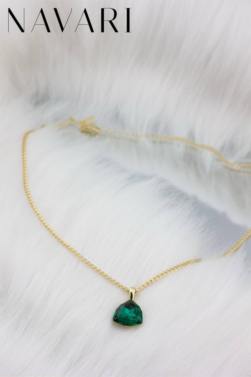 Stainless Steel Necklace 'Emerald Glow'