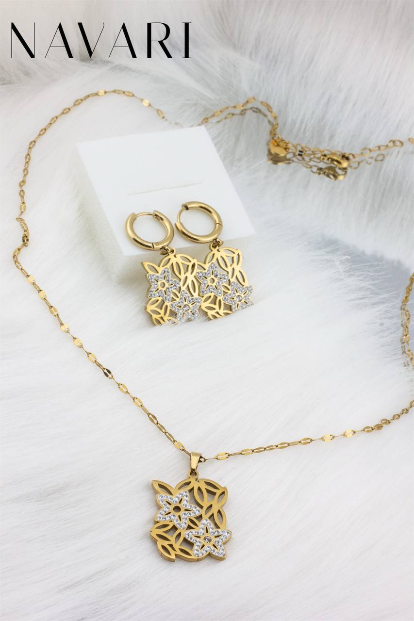 "Flower Luxury" Stainless Steel Set with Zirconia