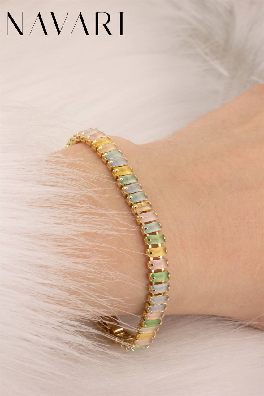 "Vibrant Gemstones" Stainless Steel Bracelet